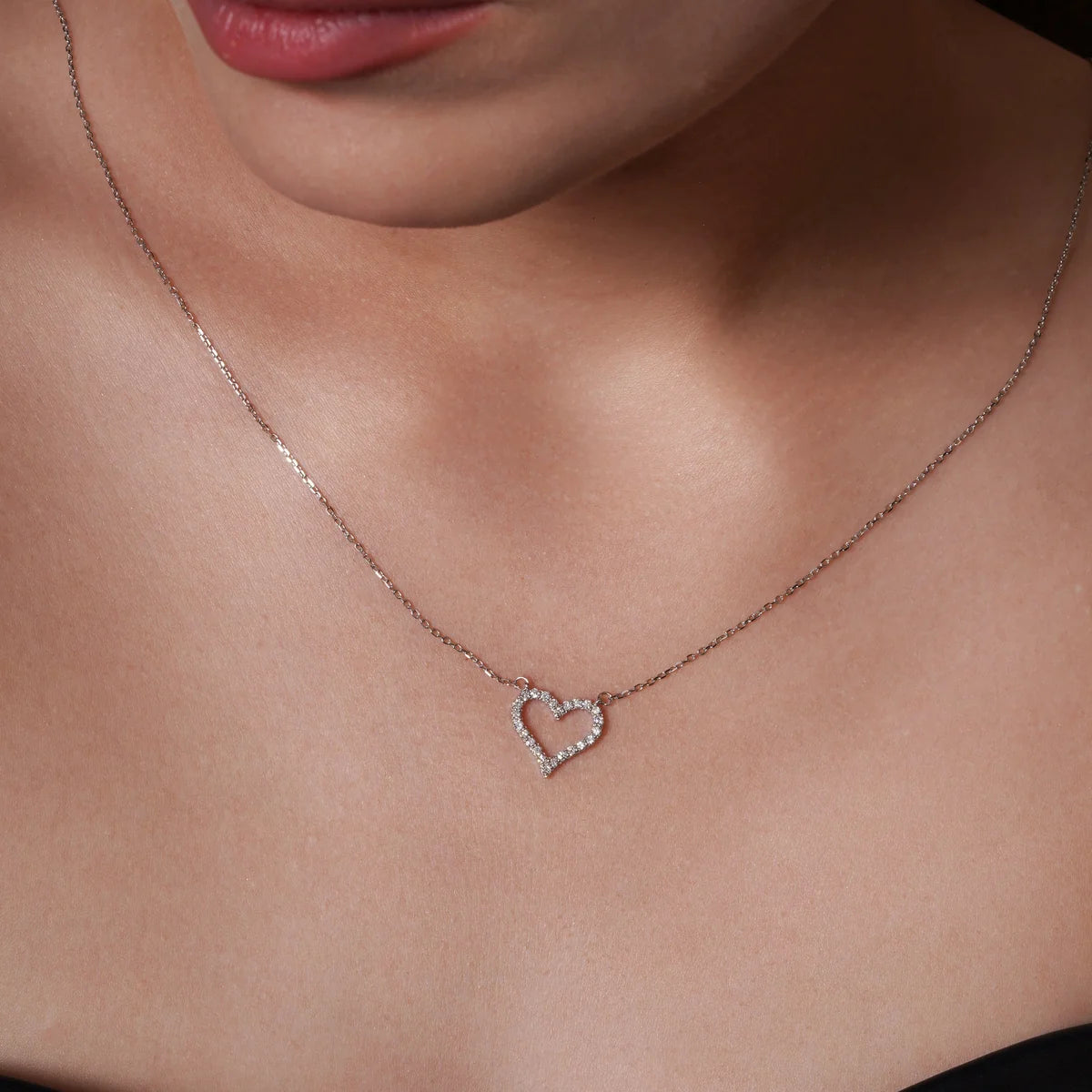 Lab Diamond Dainty Heart Necklace